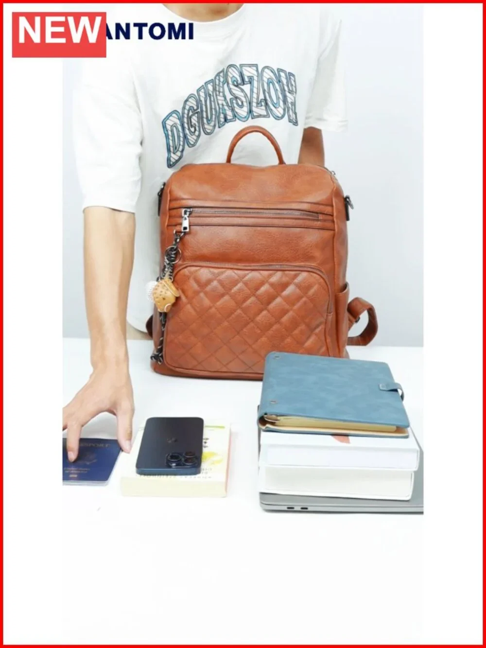 Waterproof PU Leather Backpack Purse for Women, Anti-Theft Convertible Handbag
